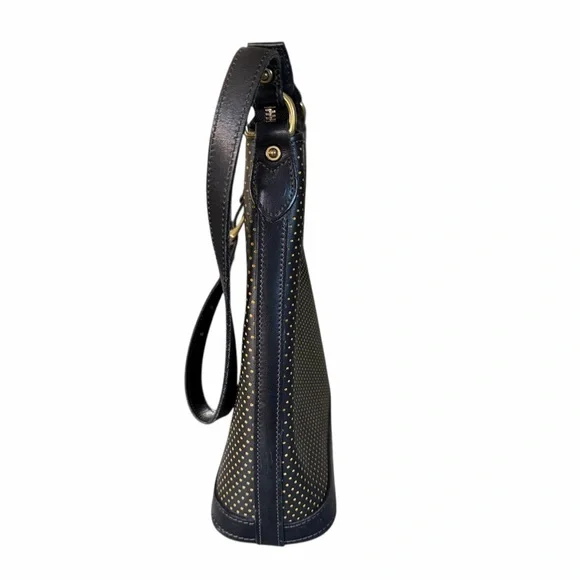 Dooney & Bourke Vintage Cabrio Perforated Polka Dot Leather Hobo Shoulder Bag - Picture 4 of 11